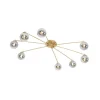 Moderne plafondlamp goud 8-lichts met smoke glas - Athens
