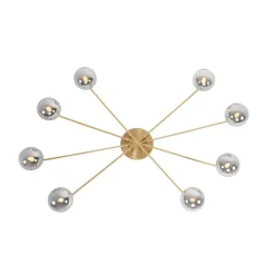 Moderne plafondlamp goud 8-lichts met smoke glas - Athens