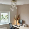 Moderne plafondlamp goud met opaal glas 9-lichts- Athens