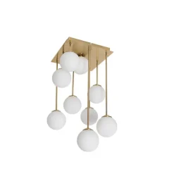 Moderne plafondlamp goud met opaal glas 9-lichts- Athens