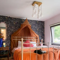 Moderne plafondlamp goud met opaal glas 9-lichts- Athens