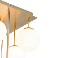 Moderne plafondlamp goud met opaal glas 9-lichts- Athens
