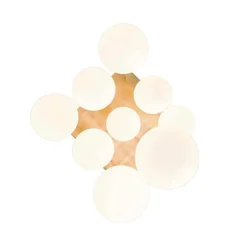 Moderne plafondlamp goud met opaal glas 9-lichts- Athens