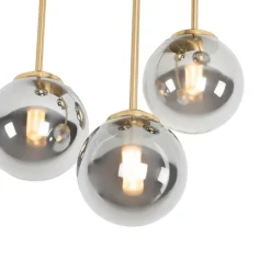 Moderne plafondlamp goud 5-lichts met smoke glas - Athens