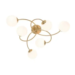 Moderne plafondlamp goud met opaal glas 6-lichts- Athens