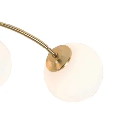 Moderne plafondlamp goud met opaal glas 6-lichts- Athens