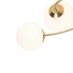 Moderne plafondlamp goud met opaal glas 6-lichts- Athens