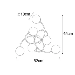 Moderne plafondlamp goud met opaal glas 6-lichts- Athens