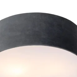 Moderne plafondlamp grijs 30 cm met gouden binnenkant - Drum