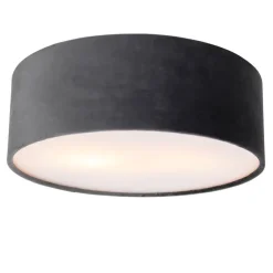 Moderne plafondlamp grijs 30 cm met gouden binnenkant - Drum