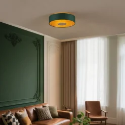 Moderne plafondlamp groen met gouden binnenkant incl. LED 3-staps dimbaar - Bredow