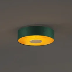 Moderne plafondlamp groen met gouden binnenkant incl. LED 3-staps dimbaar - Bredow