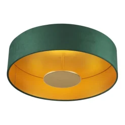 Moderne plafondlamp groen met gouden binnenkant incl. LED 3-staps dimbaar - Bredow