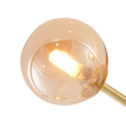 Moderne plafondlamp messing met amber glas 6-lichts - Ryan