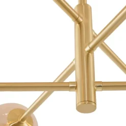Moderne plafondlamp messing met amber glas 6-lichts - Ryan