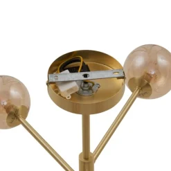 Moderne plafondlamp messing met amber glas 6-lichts - Ryan