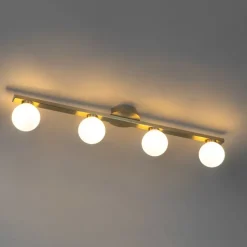 Moderne plafondlamp messing IP44 4-lichts - Cederic