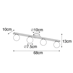 Moderne plafondlamp messing IP44 4-lichts - Cederic