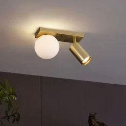 Moderne plafondlamp messing 2-lichts kantelbaar - Lesly