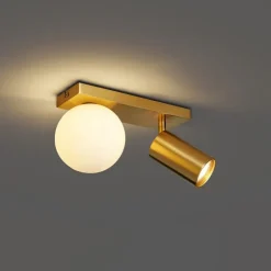 Moderne plafondlamp messing 2-lichts kantelbaar - Lesly