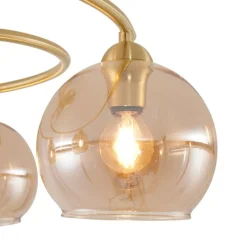 Moderne plafondlamp messing met amber glas 4-lichts - Alanis