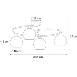 Moderne plafondlamp messing met amber glas 4-lichts - Alanis