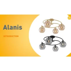 Moderne plafondlamp messing met amber glas 4-lichts - Alanis