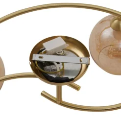 Moderne plafondlamp messing met amber glas 4-lichts - Alanis