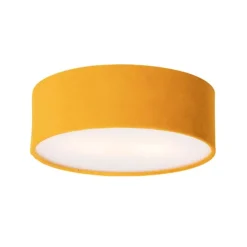 Moderne plafondlamp oker 30 cm met gouden binnenkant - Drum
