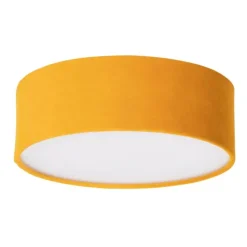 Moderne plafondlamp oker 30 cm met gouden binnenkant - Drum