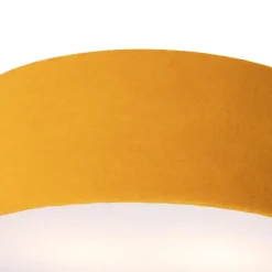 Moderne plafondlamp oker 30 cm met gouden binnenkant - Drum