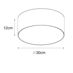 Moderne plafondlamp oker 30 cm met gouden binnenkant - Drum