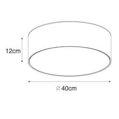 Moderne plafondlamp roze 40 cm met gouden binnenkant - Drum