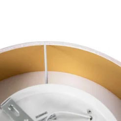 Moderne plafondlamp roze 40 cm met gouden binnenkant - Drum