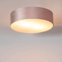 Moderne plafondlamp roze 40 cm met gouden binnenkant - Drum