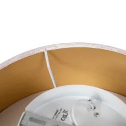 Moderne plafondlamp roze 30 cm met gouden binnenkant - Drum