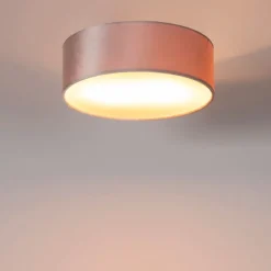 Moderne plafondlamp roze 30 cm met gouden binnenkant - Drum