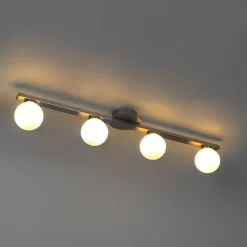 Moderne plafondlamp staal IP44 4-lichts - Cederic