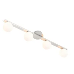 Moderne plafondlamp staal IP44 4-lichts - Cederic