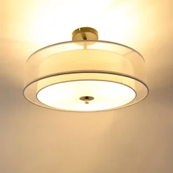 Moderne plafondlamp wit 50 cm 3-lichts - Drum Duo