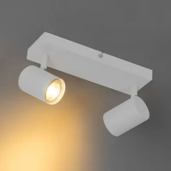 Moderne plafondlamp wit 2-lichts verstelbaar rechthoekig - Jeana