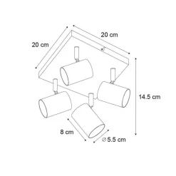 Moderne plafondlamp wit 4-lichts verstelbaar vierkant - Jeana