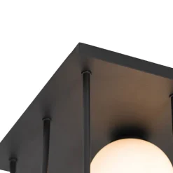 Moderne plafondlamp zwart met opaal glas 9-lichts- Athens