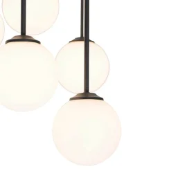 Moderne plafondlamp zwart met opaal glas 9-lichts- Athens