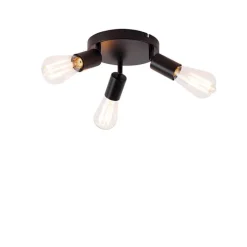 Moderne plafondlamp zwart 3-lichts rond - Facil
