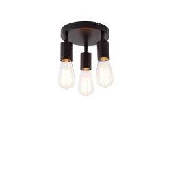 Moderne plafondlamp zwart 3-lichts rond - Facil