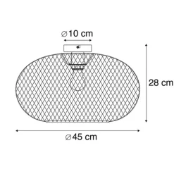 Moderne plafondlamp zwart 45 cm - Mesh Ball