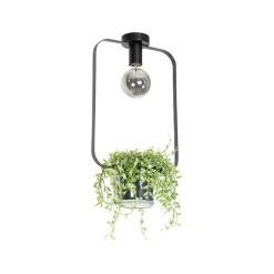 Moderne plafondlamp zwart met glas rechthoekig - Roslini