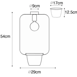 Moderne plafondlamp zwart met glas rechthoekig - Roslini