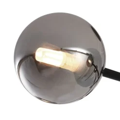 Moderne plafondlamp zwart met smoke glas 6-lichts - Ryan
